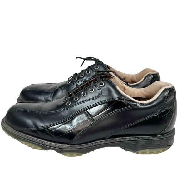 Footjoy Icon Wave Golf Shoes Men 9.5 Black Leather Soft Spikes 52291 Used - Picture 5 of 11